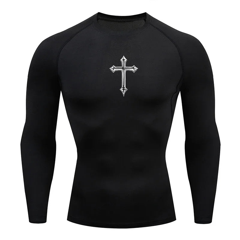 Jesus Cross Emblem Compression Shirt