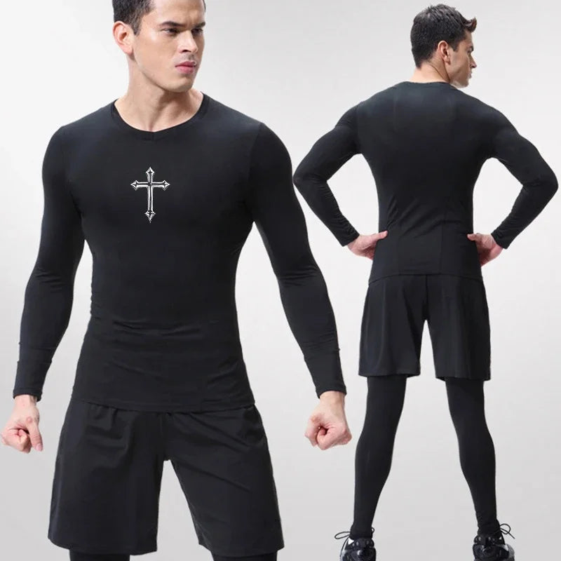 Jesus Cross Emblem Compression Shirt