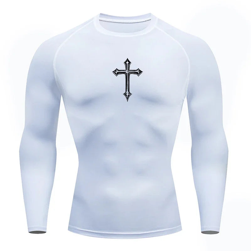 Jesus Cross Emblem Compression Shirt