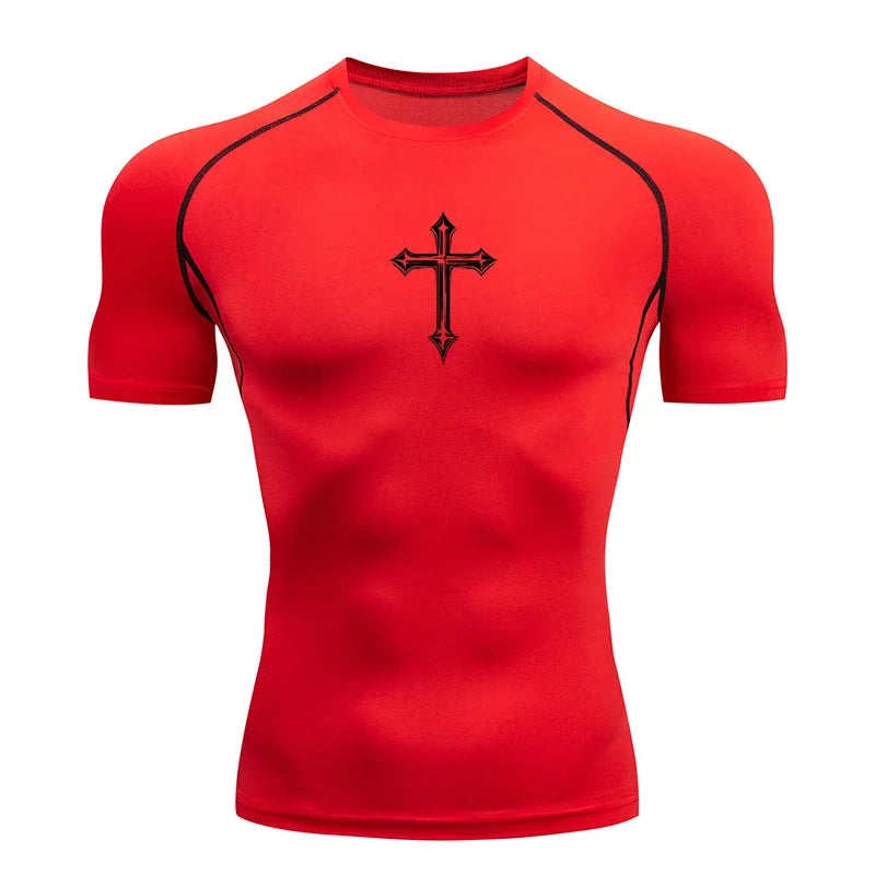 Jesus Cross Emblem Compression Shirt