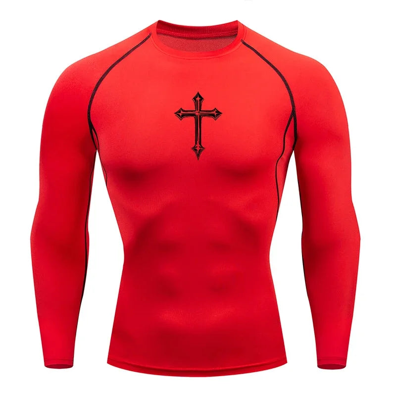 Jesus Cross Emblem Compression Shirt