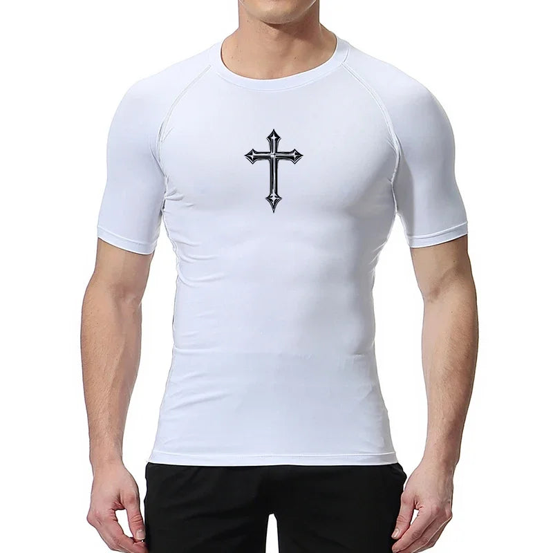 Jesus Cross Emblem Compression Shirt