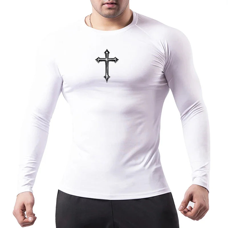 Jesus Cross Emblem Compression Shirt