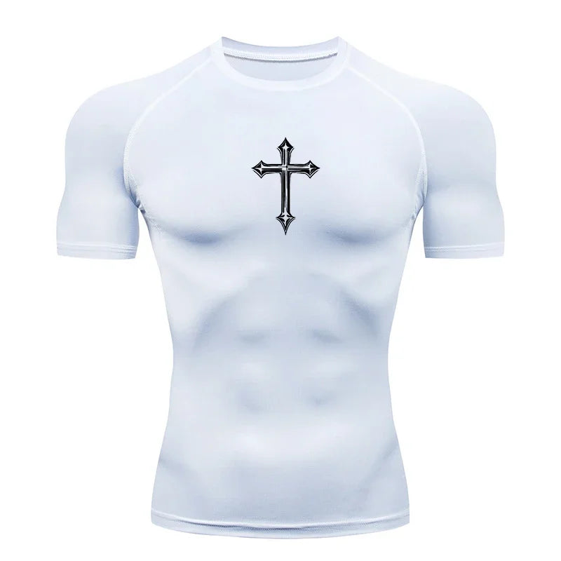 Jesus Cross Emblem Compression Shirt